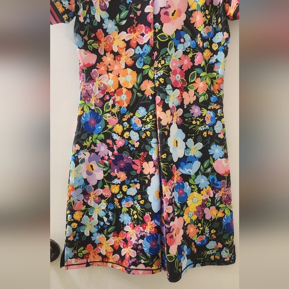 Johnny Was Bee Active Polo Tennis Floral Dress with Striped Collar, Size Small. - Picture 11 of 11